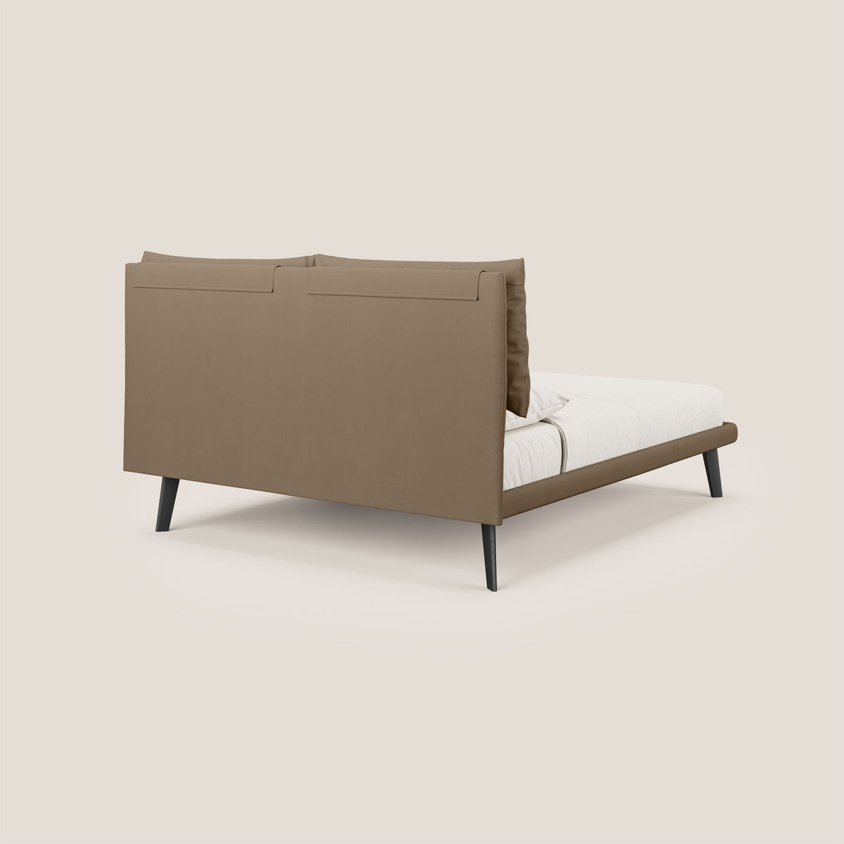 Astrid letto imbottito con piedi in legno in microfibra smacchiabile T11 marrone - divitt.sbs