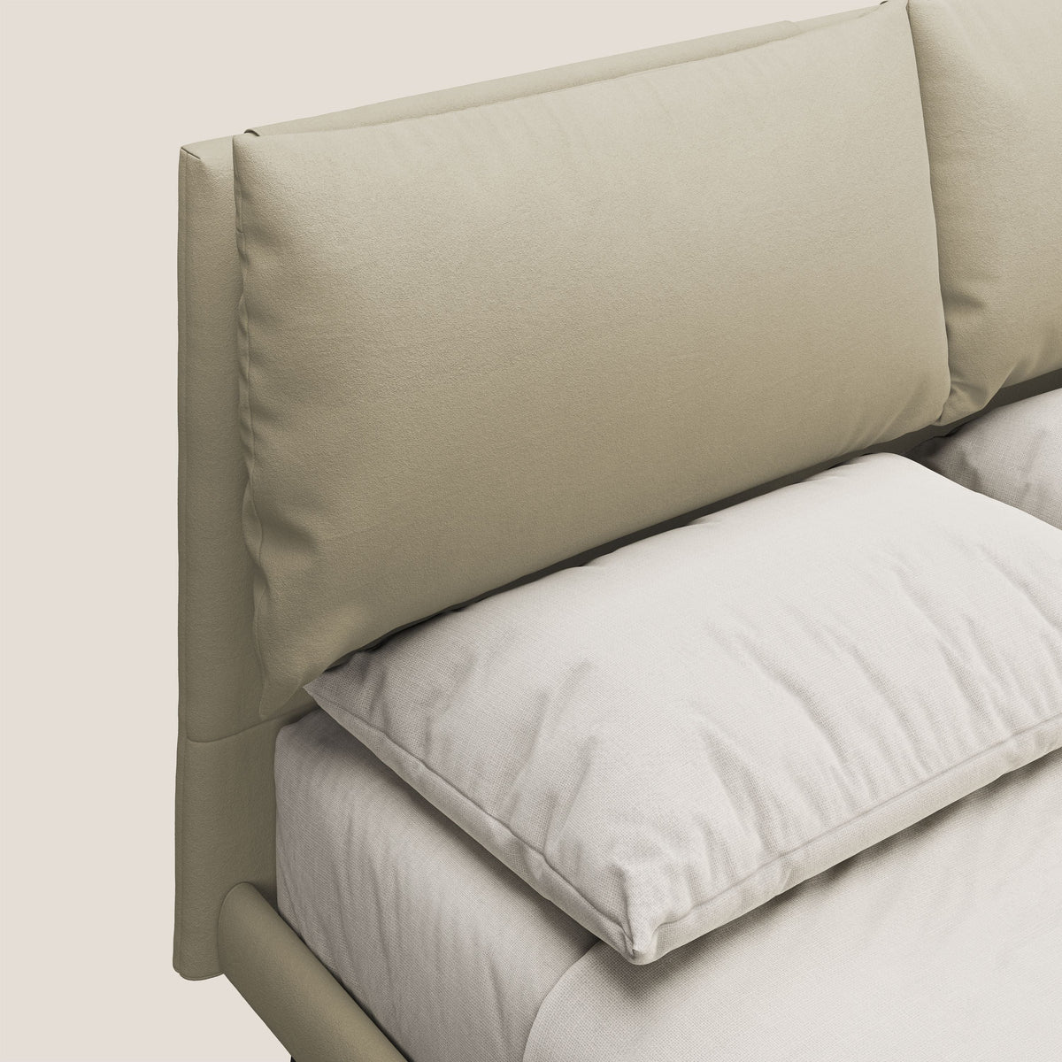 Astrid letto imbottito con piedi in legno in microfibra smacchiabile T11 panna - divitt.sbs