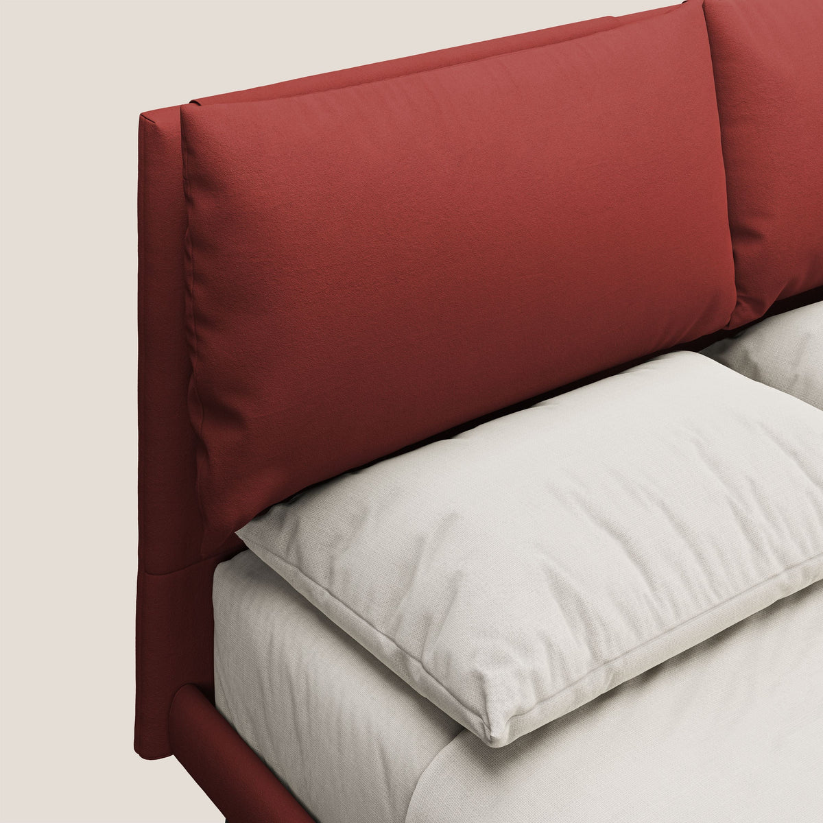 Astrid letto imbottito con piedi in legno in microfibra smacchiabile T11 rosso - divitt.sbs