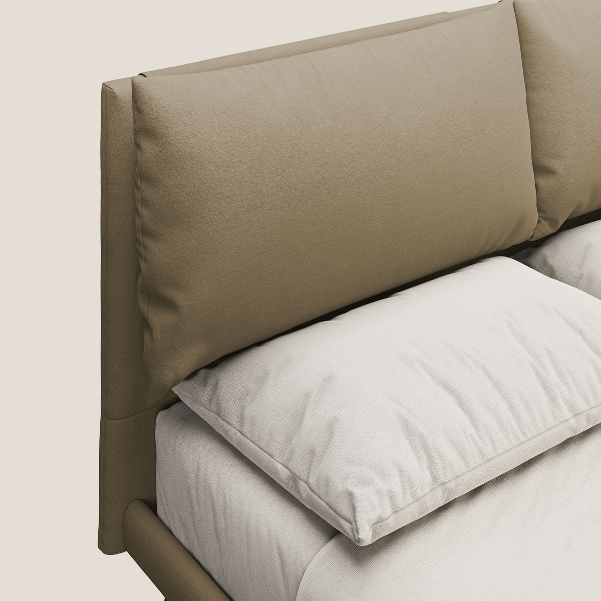 Astrid letto imbottito con piedi in legno in microfibra smacchiabile T11 beige - divitt.sbs