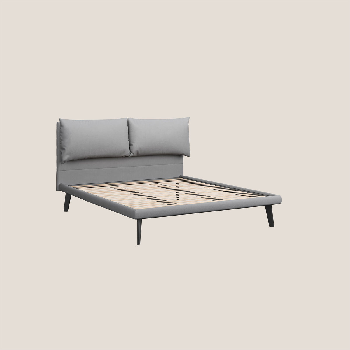 Astrid letto imbottito con piedi in legno in microfibra smacchiabile T11 grigio - divitt.sbs