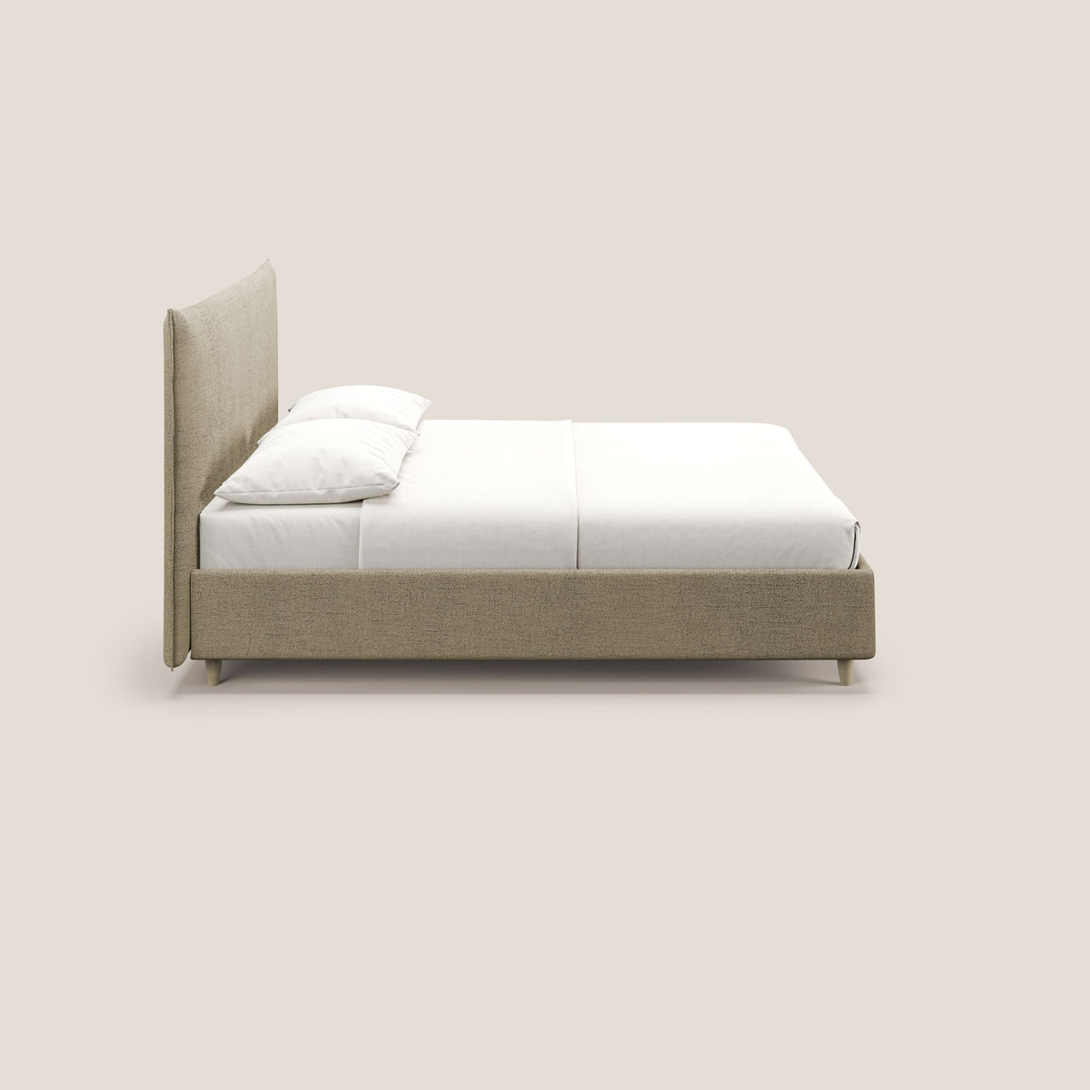 Audrey letto imbottito contenitore e sfoderabile in tessuto fiammato impermeabile T03 beige - divitt.sbs