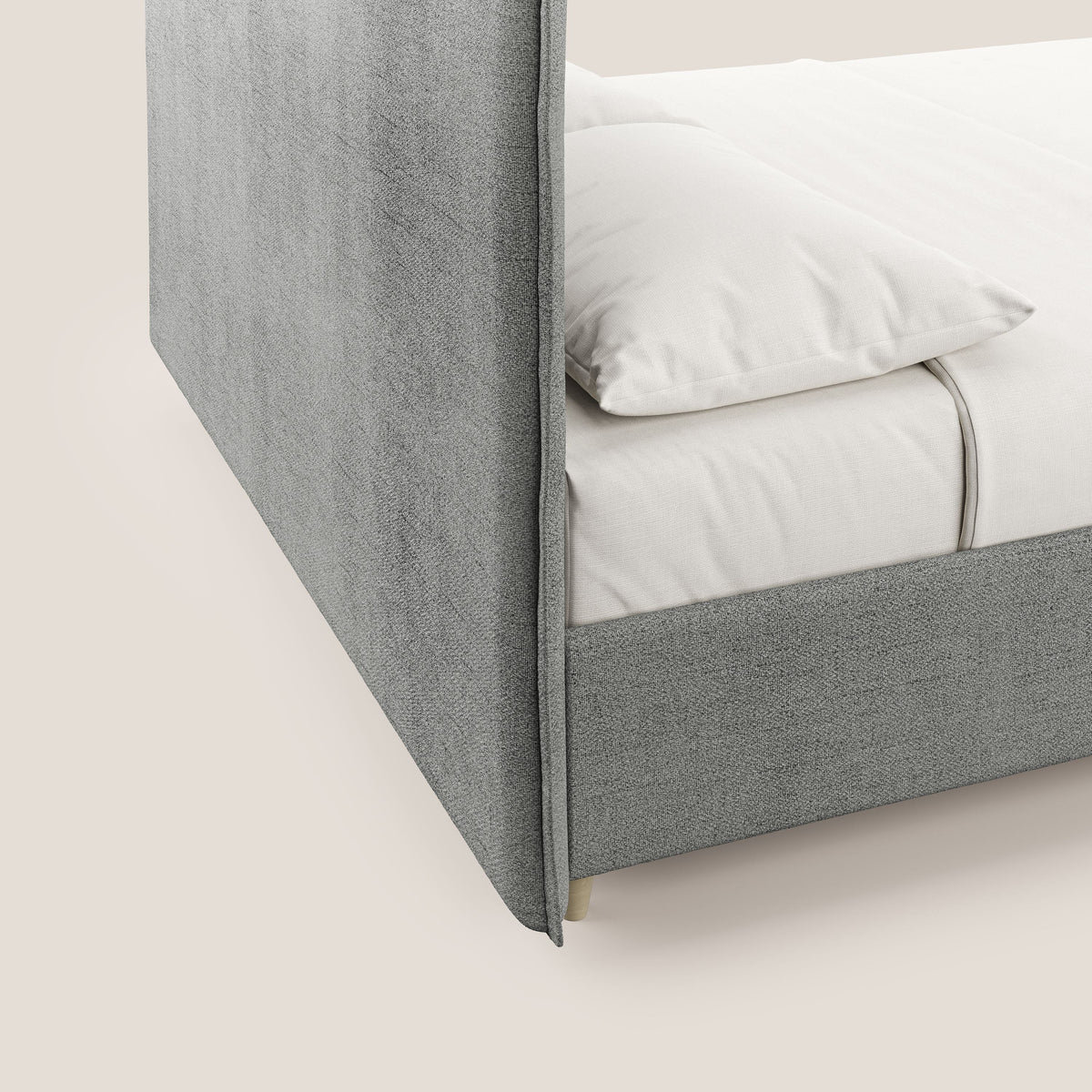 Audrey letto imbottito contenitore e sfoderabile in tessuto fiammato impermeabile T03 grigio chiaro - divitt.sbs