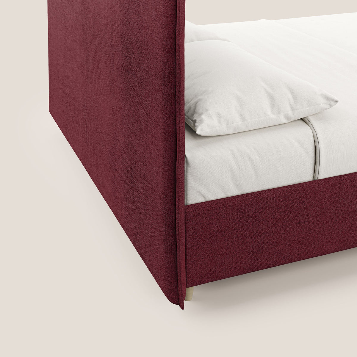 Audrey letto imbottito contenitore e sfoderabile in tessuto fiammato impermeabile T03 rosso - divitt.sbs