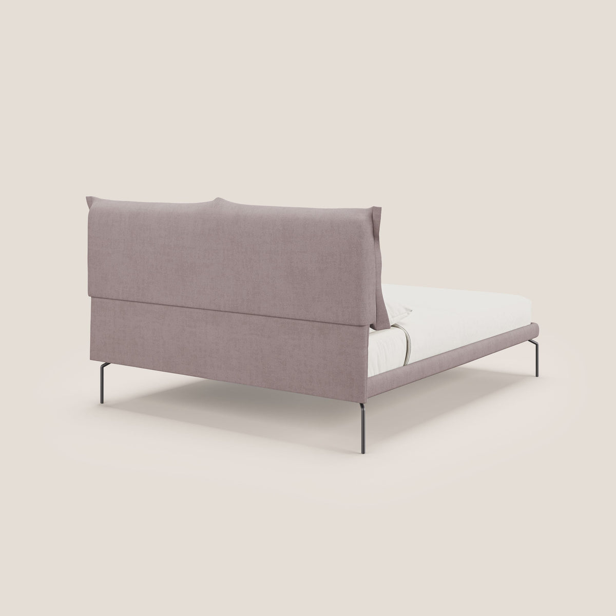 Bice letto imbottito con cuscini e piedi alti in metallo in tessuto impermeabile T02 rosa - divitt.sbs