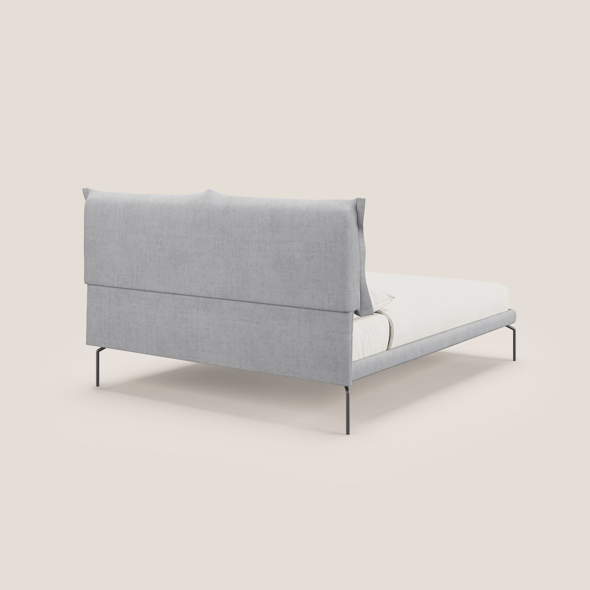 Bice letto imbottito con cuscini e piedi alti in metallo in tessuto impermeabile T02 grigio chiaro - divitt.sbs