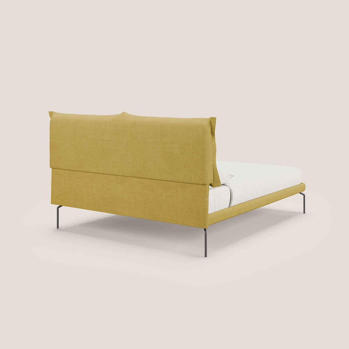Bice letto imbottito con cuscini e piedi alti in metallo in tessuto impermeabile T02 giallo - divitt.sbs