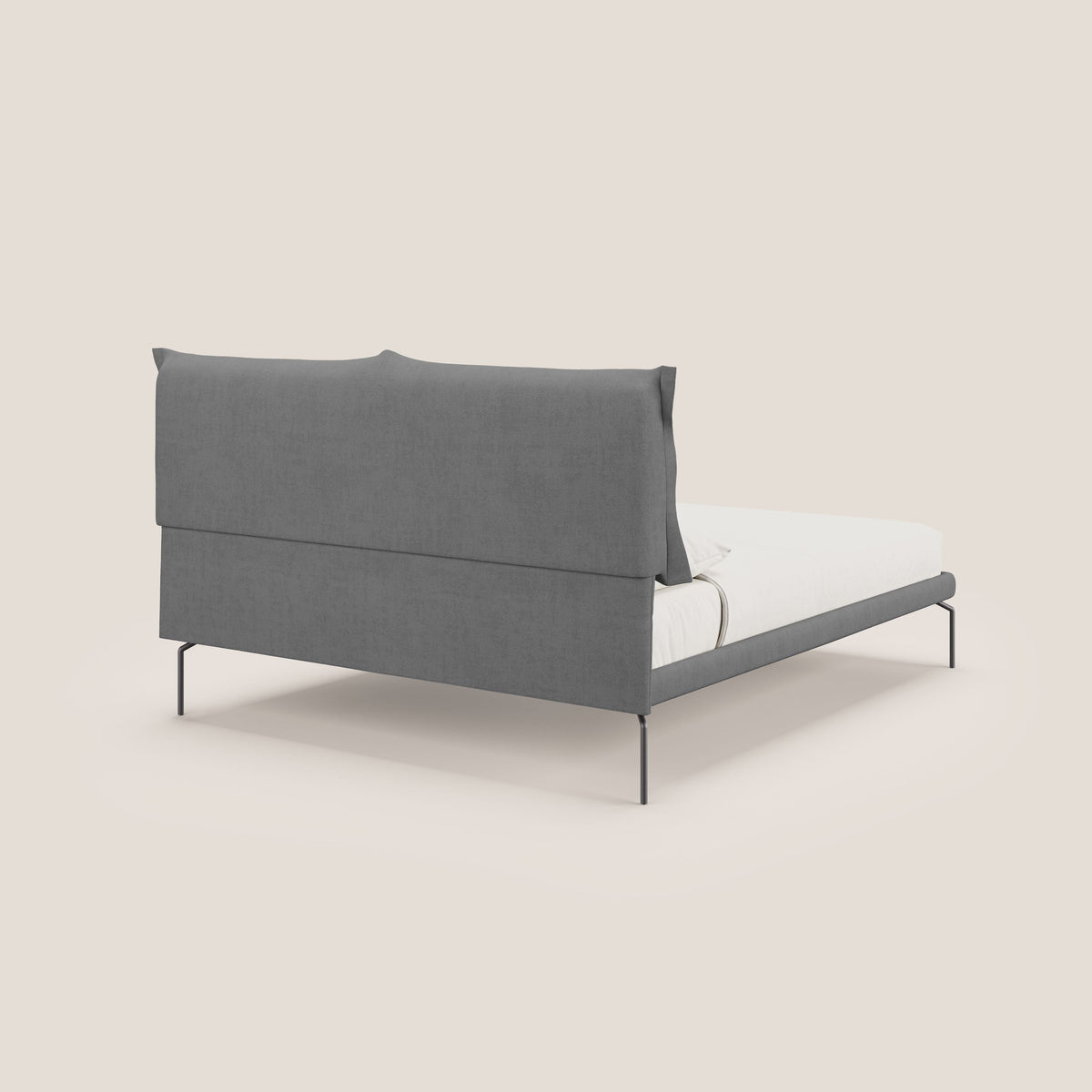 Bice letto imbottito con cuscini e piedi alti in metallo in tessuto impermeabile T02 grigio - divitt.sbs