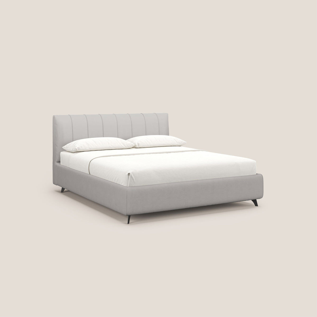 Bogart letto imbottito contenitore completamente sfoderabile in microfibra smacchiabile T11 grigio chiaro - divitt.sbs