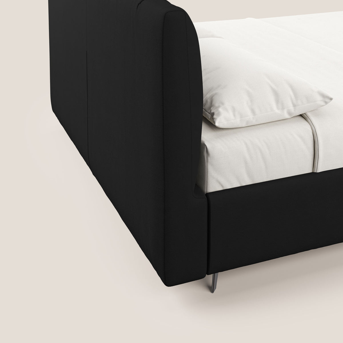 Bogart letto imbottito contenitore completamente sfoderabile in microfibra smacchiabile T11 nero - divitt.sbs