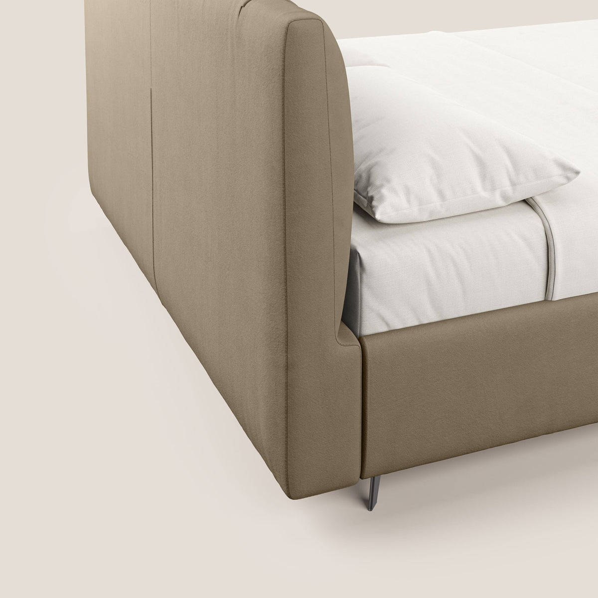Bogart letto imbottito contenitore completamente sfoderabile in microfibra smacchiabile T11 tortora - divitt.sbs
