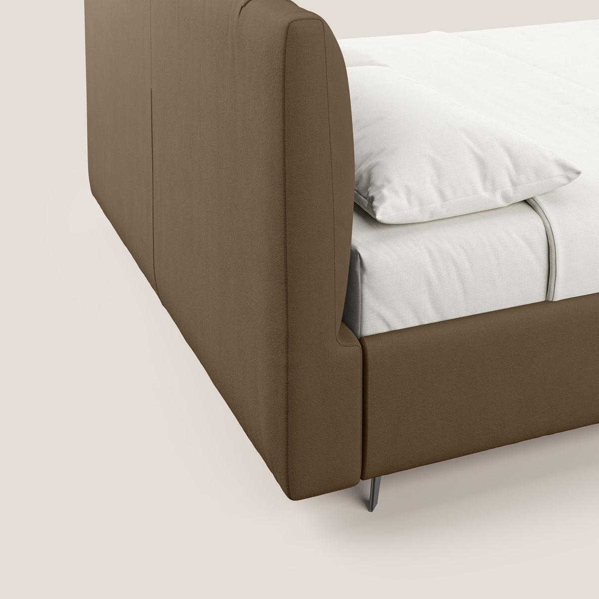 Bogart letto imbottito contenitore completamente sfoderabile in microfibra smacchiabile T11 marrone - divitt.sbs