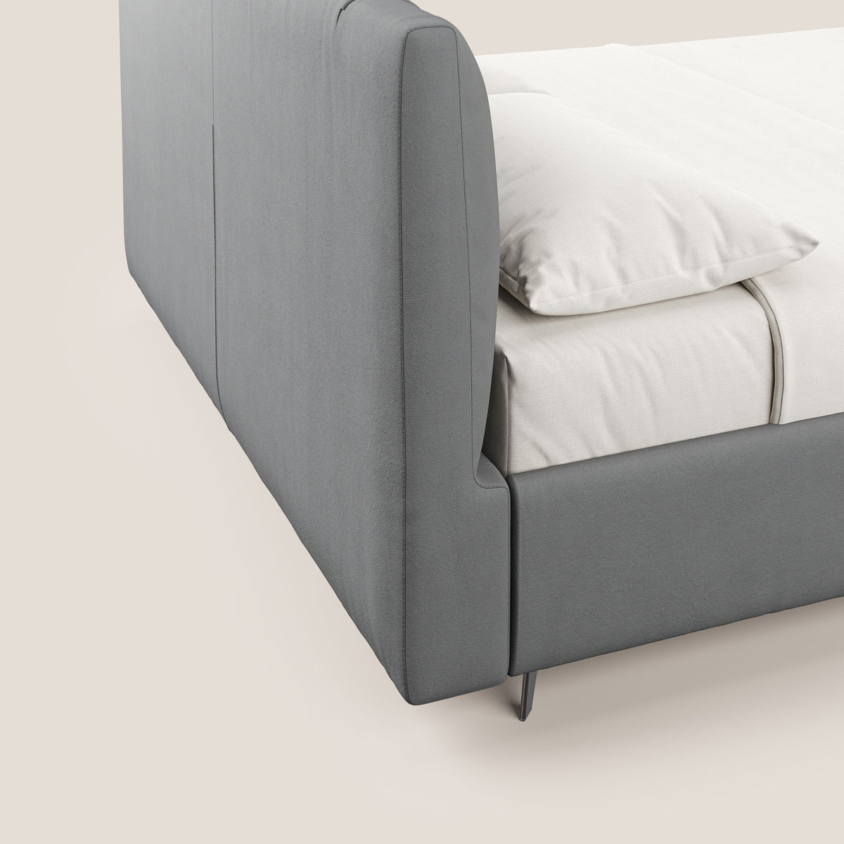 Bogart letto imbottito contenitore completamente sfoderabile in microfibra smacchiabile T11 grigio - divitt.sbs