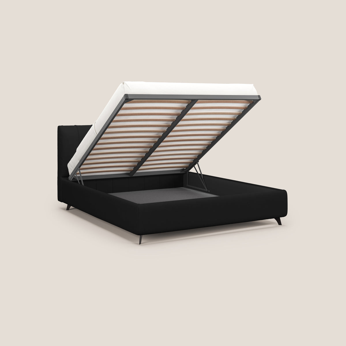 Bogart letto imbottito contenitore completamente sfoderabile in microfibra smacchiabile T11 nero - divitt.sbs