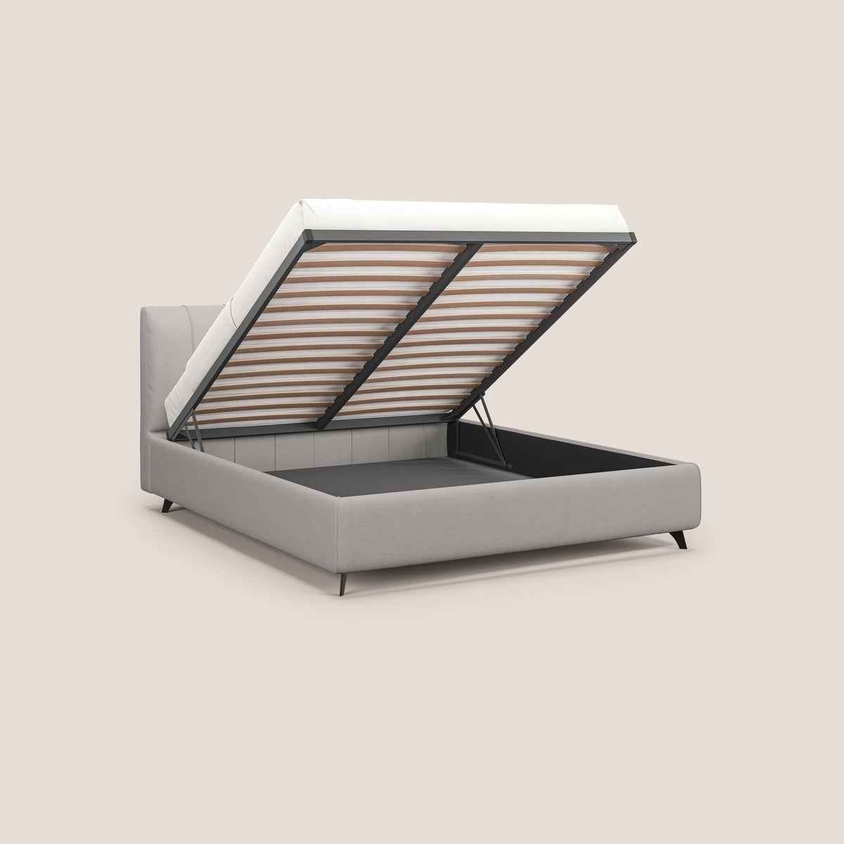Bogart letto imbottito contenitore completamente sfoderabile in microfibra smacchiabile T11 grigio chiaro - divitt.sbs