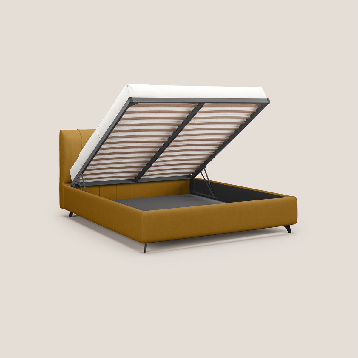 Bogart letto imbottito contenitore completamente sfoderabile in microfibra smacchiabile T11 giallo - divitt.sbs