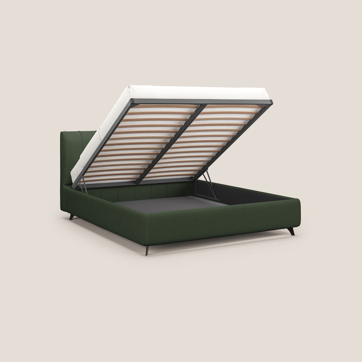 Bogart letto imbottito contenitore completamente sfoderabile in microfibra smacchiabile T11 verde - divitt.sbs