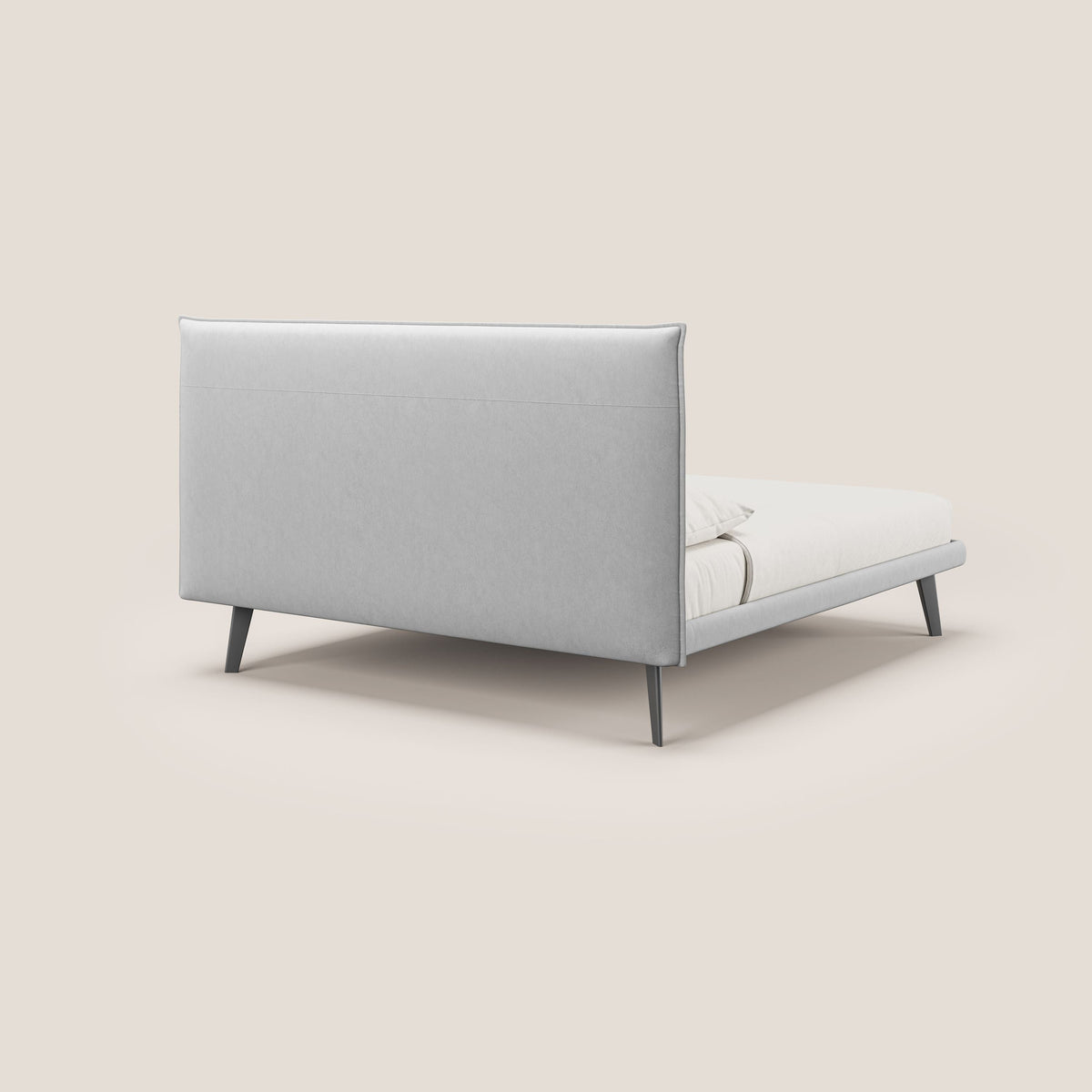 Brigitte letto con testata trapuntata piedi alti in mogano e tessuto impermeabile T09 grigio chiaro - divitt.sbs