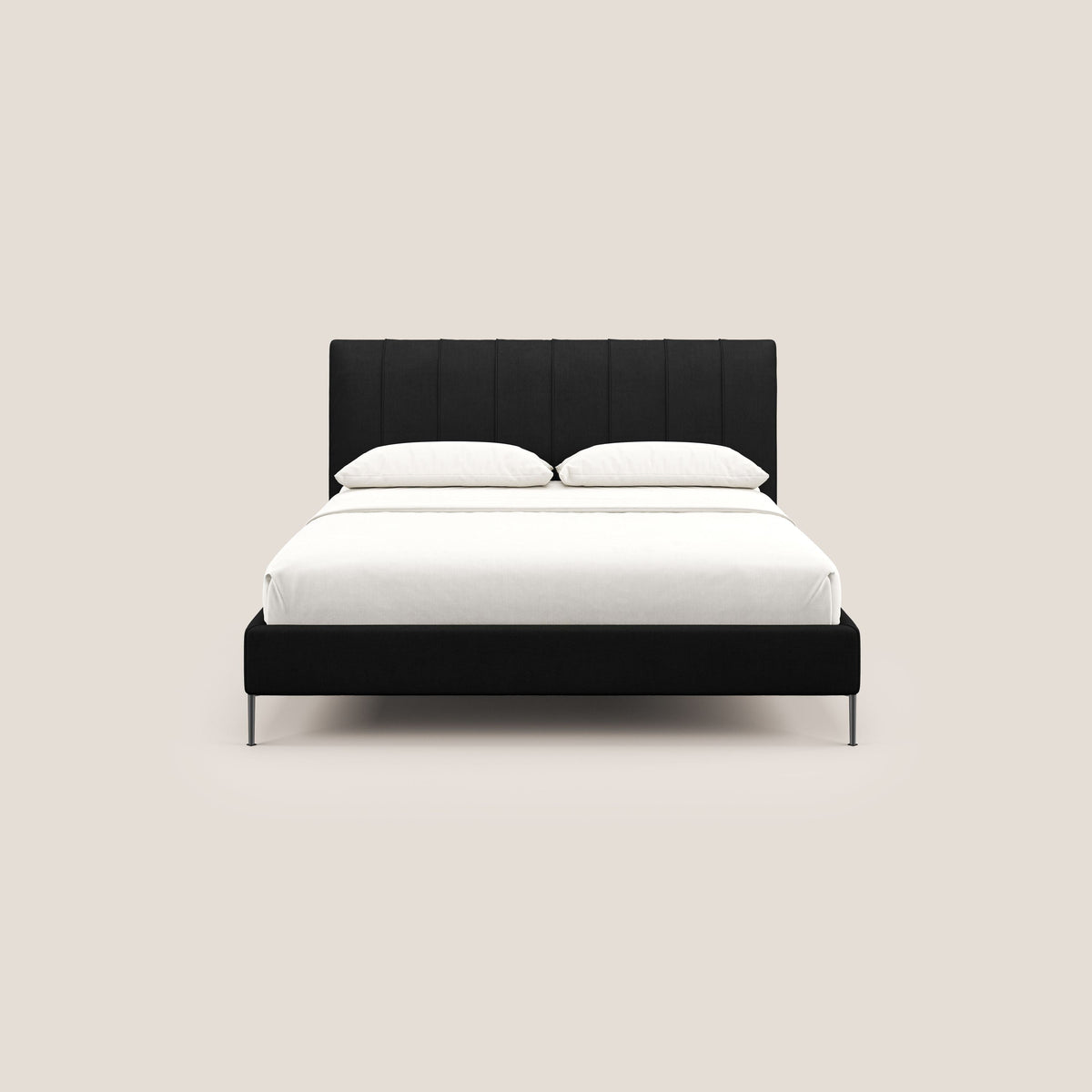 Calliope letto imbottito piedini alti completamente sfoderabile in tessuto smacchiabile T17 nero - divitt.sbs