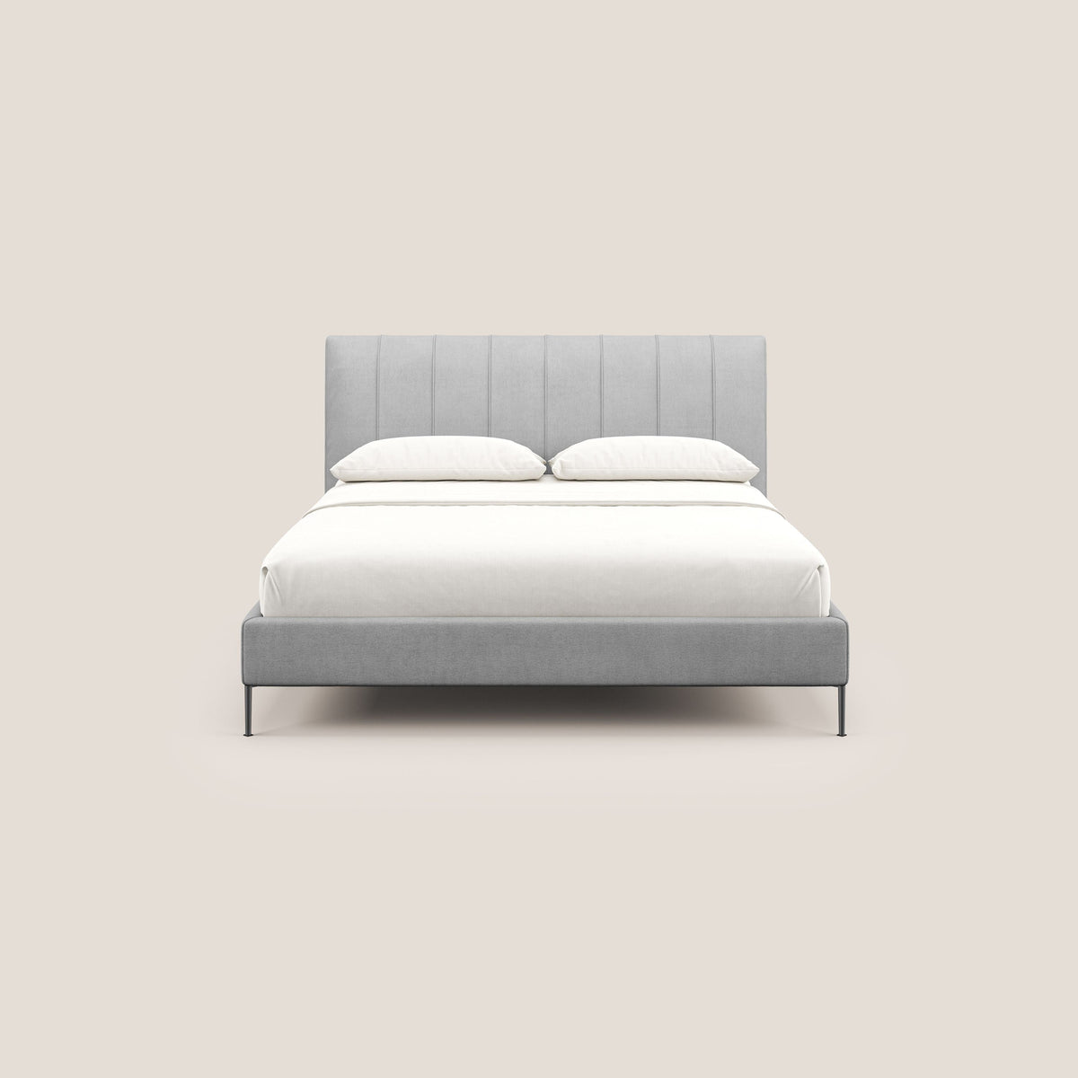 Calliope letto imbottito piedini alti completamente sfoderabile in tessuto smacchiabile T17 grigio - divitt.sbs