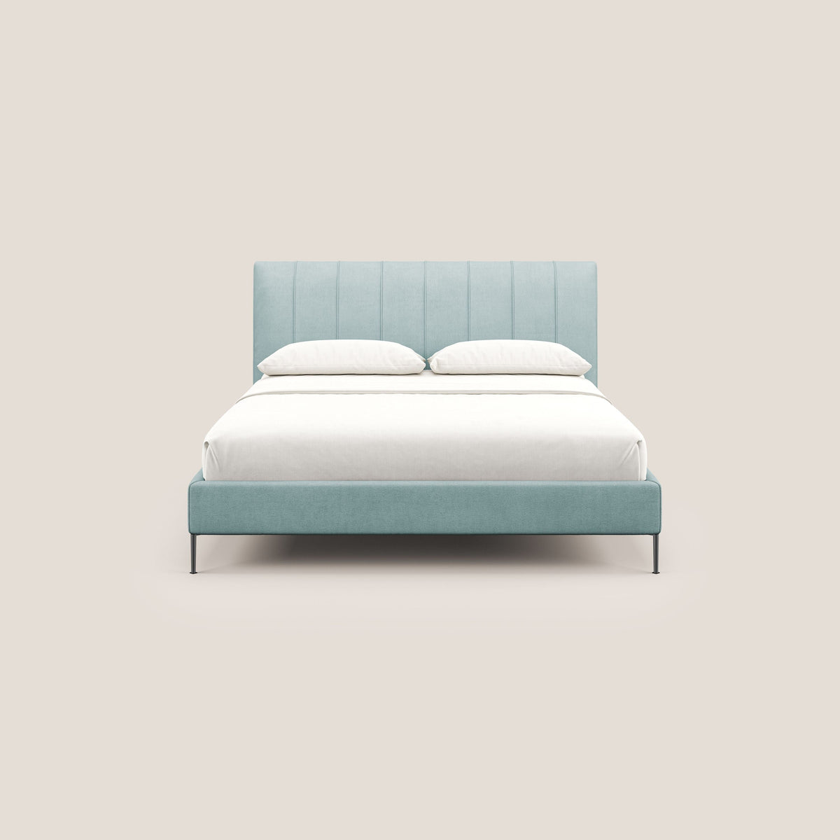 Calliope letto imbottito piedini alti completamente sfoderabile in tessuto smacchiabile T17 verde acqua - divitt.sbs