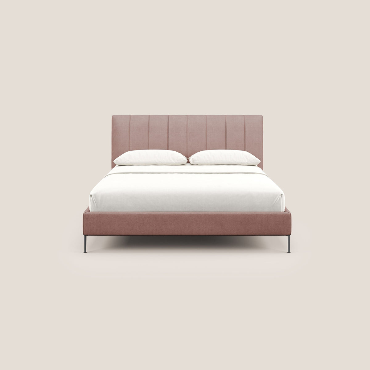 Calliope letto imbottito piedini alti completamente sfoderabile in tessuto smacchiabile T17 rosa - divitt.sbs