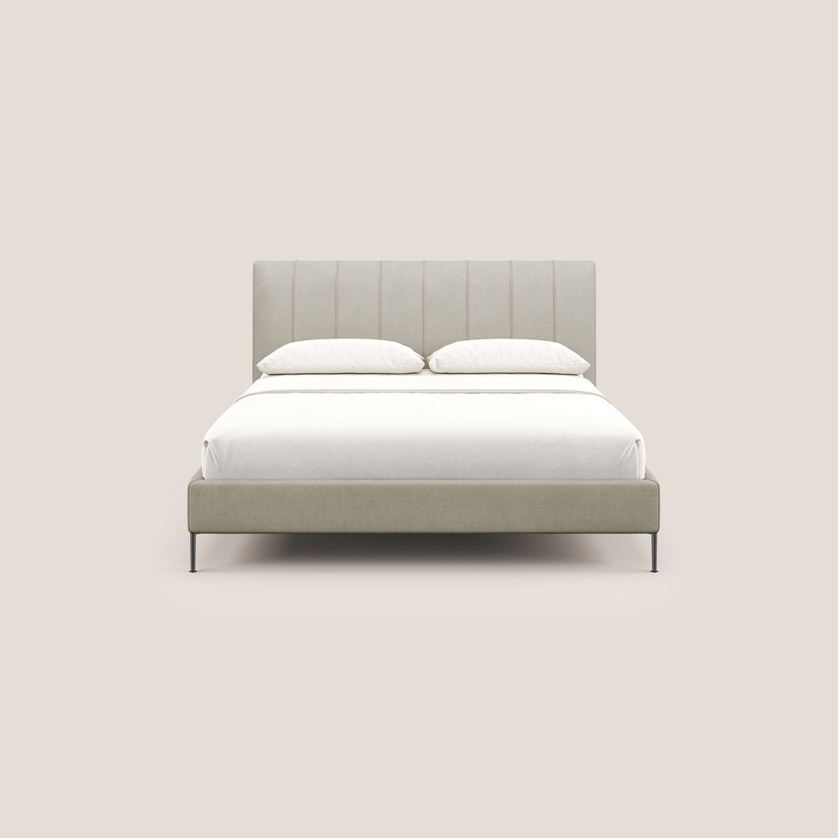 Calliope letto imbottito piedini alti completamente sfoderabile in tessuto smacchiabile T17 panna - divitt.sbs