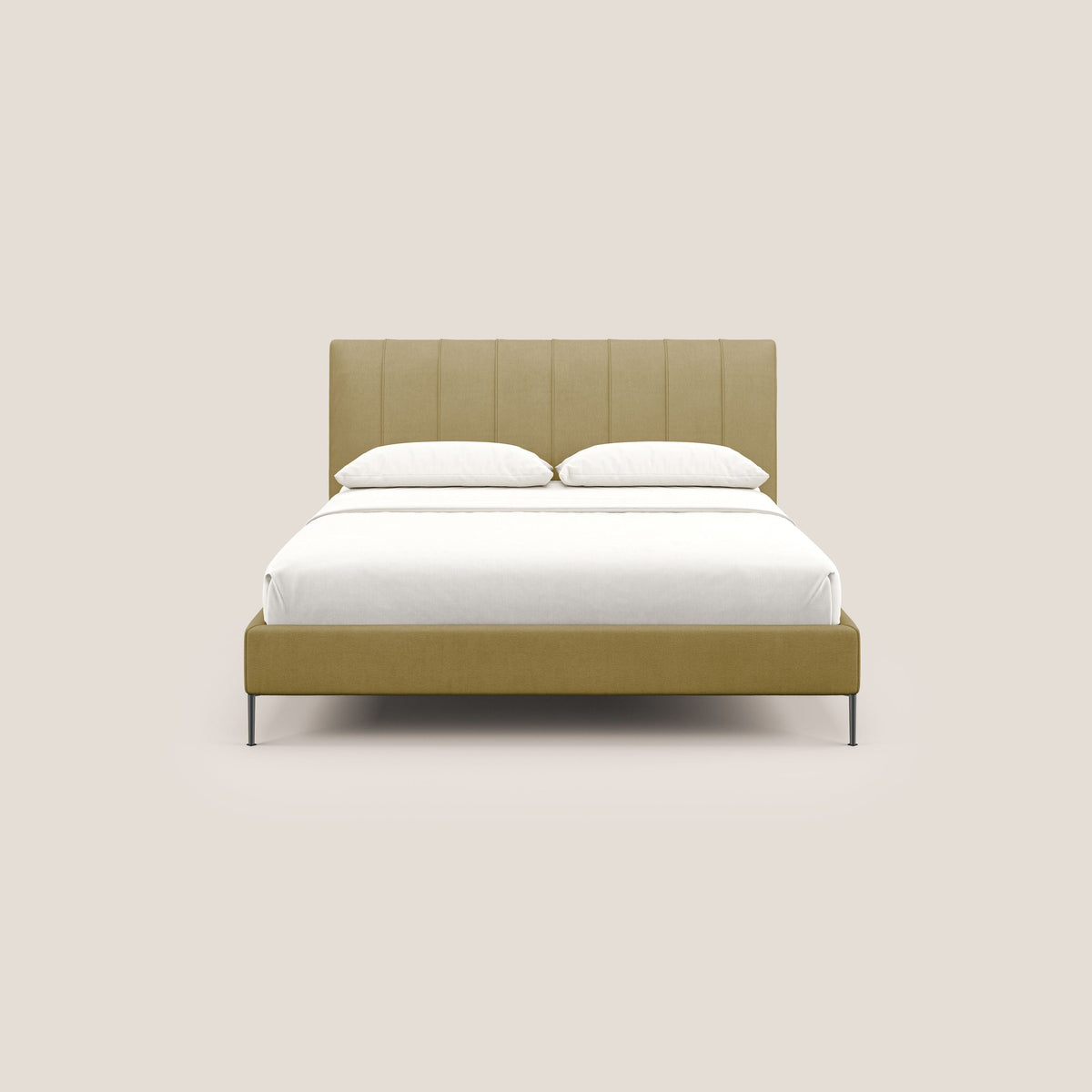 Calliope letto imbottito piedini alti completamente sfoderabile in tessuto smacchiabile T17 giallo - divitt.sbs