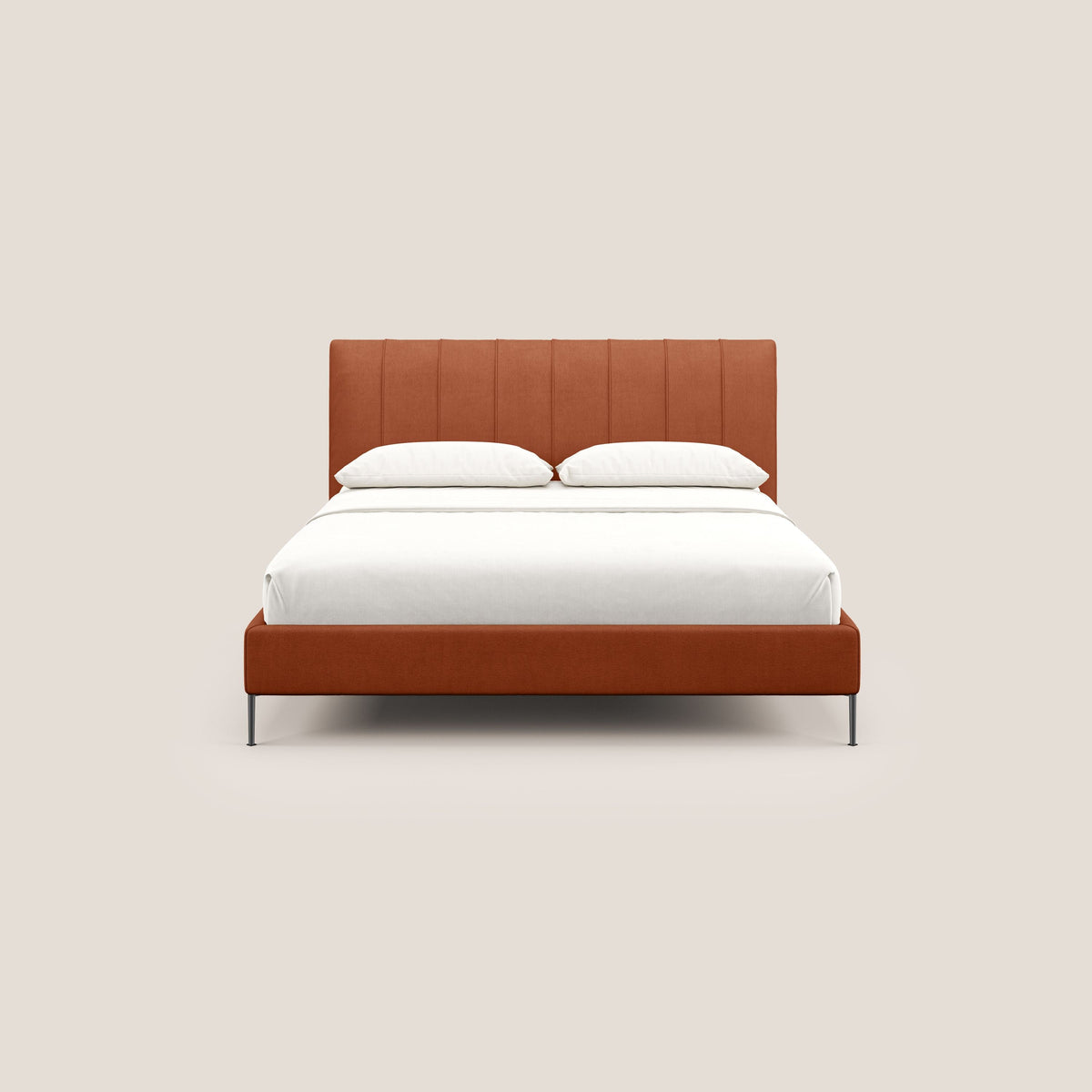 Calliope letto imbottito piedini alti completamente sfoderabile in tessuto smacchiabile T17 arancio - divitt.sbs