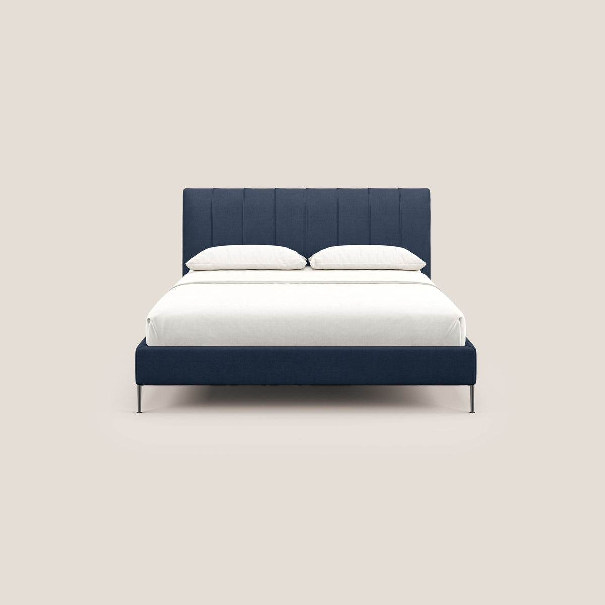 Calliope letto imbottito piedini alti completamente sfoderabile in tessuto smacchiabile T17 blu - divitt.sbs