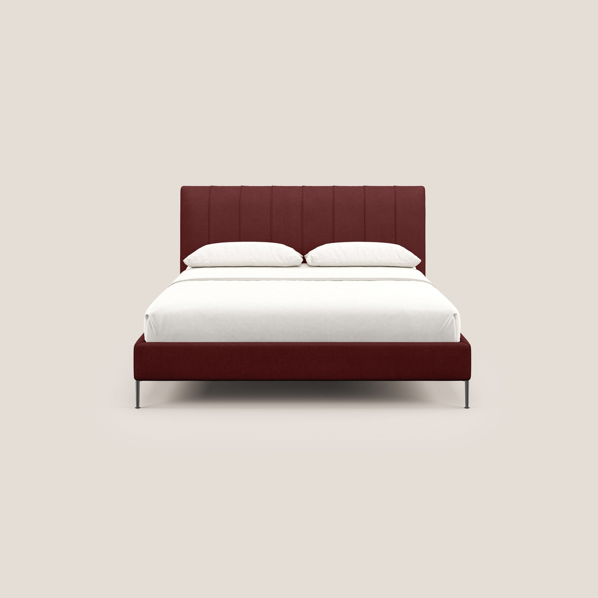Calliope letto imbottito piedini alti completamente sfoderabile in tessuto smacchiabile T17 rosso - divitt.sbs