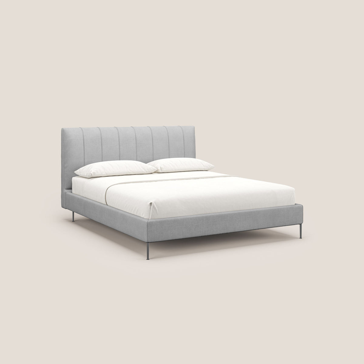 Calliope letto imbottito piedini alti completamente sfoderabile in tessuto smacchiabile T17 grigio - divitt.sbs