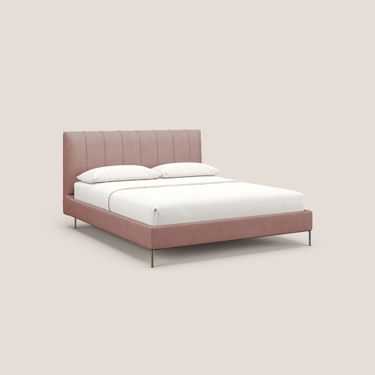 Calliope letto imbottito piedini alti completamente sfoderabile in tessuto smacchiabile T17 rosa - divitt.sbs