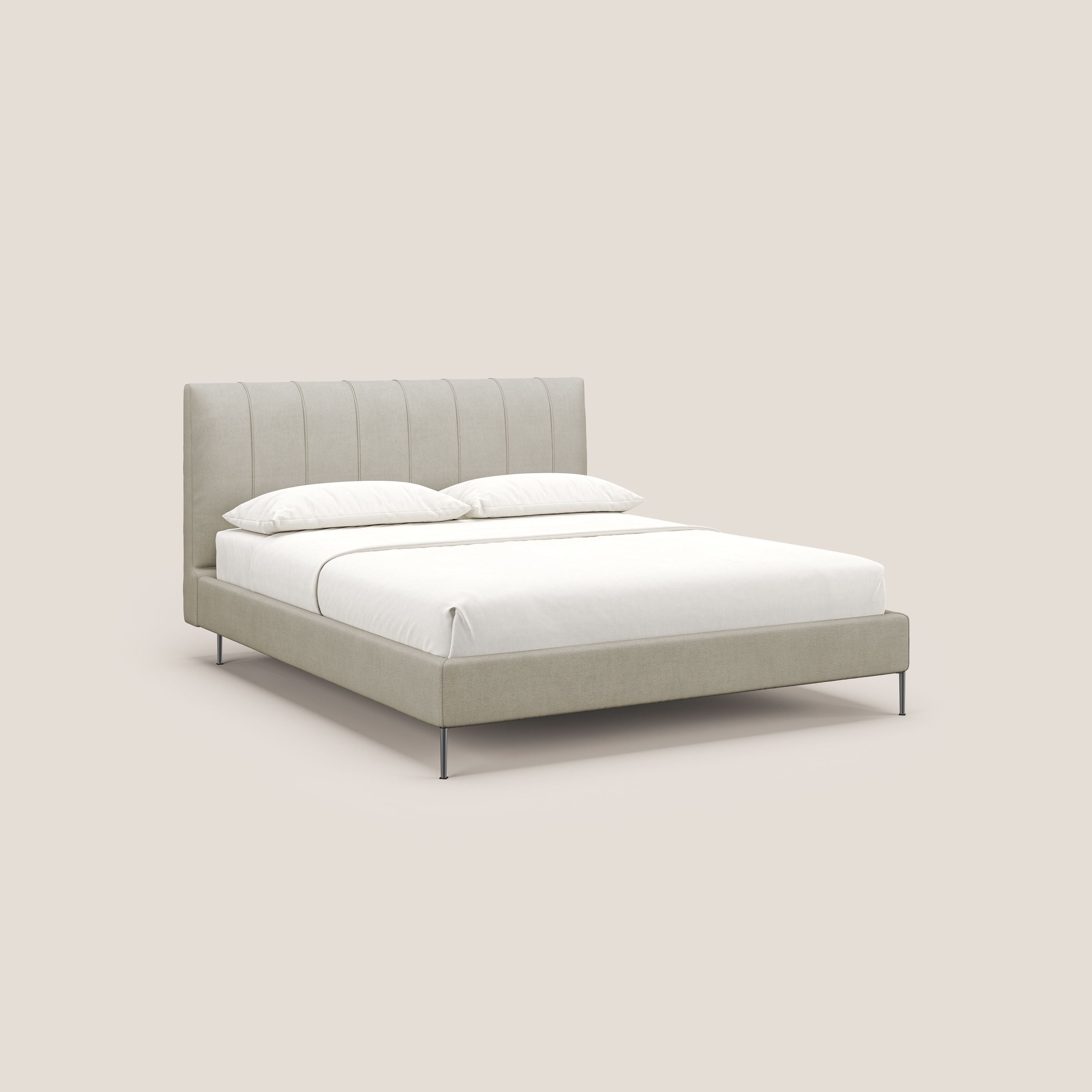 Calliope letto imbottito piedini alti completamente sfoderabile in tessuto smacchiabile T17 panna - divitt.sbs