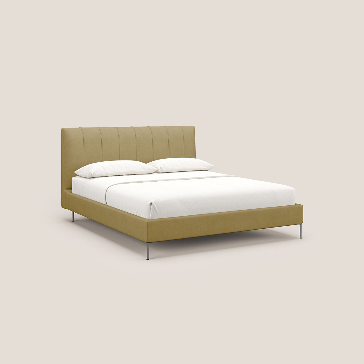Calliope letto imbottito piedini alti completamente sfoderabile in tessuto smacchiabile T17 giallo - divitt.sbs