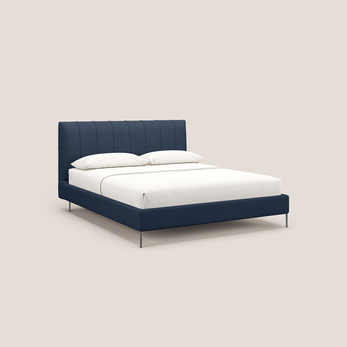 Calliope letto imbottito piedini alti completamente sfoderabile in tessuto smacchiabile T17 blu - divitt.sbs