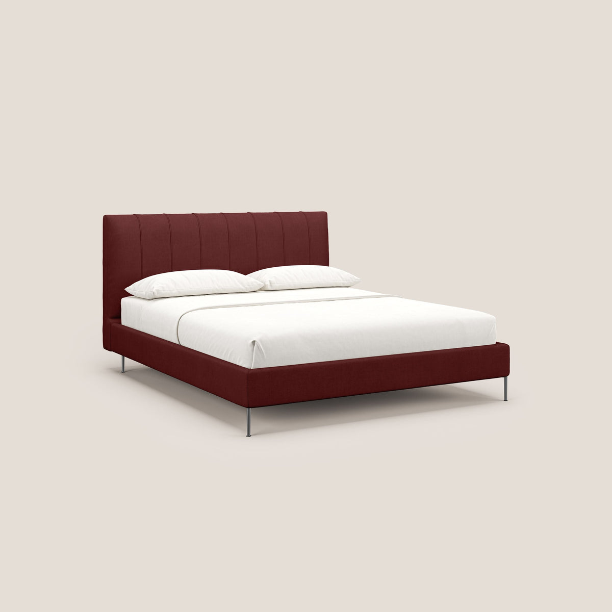 Calliope letto imbottito piedini alti completamente sfoderabile in tessuto smacchiabile T17 rosso - divitt.sbs