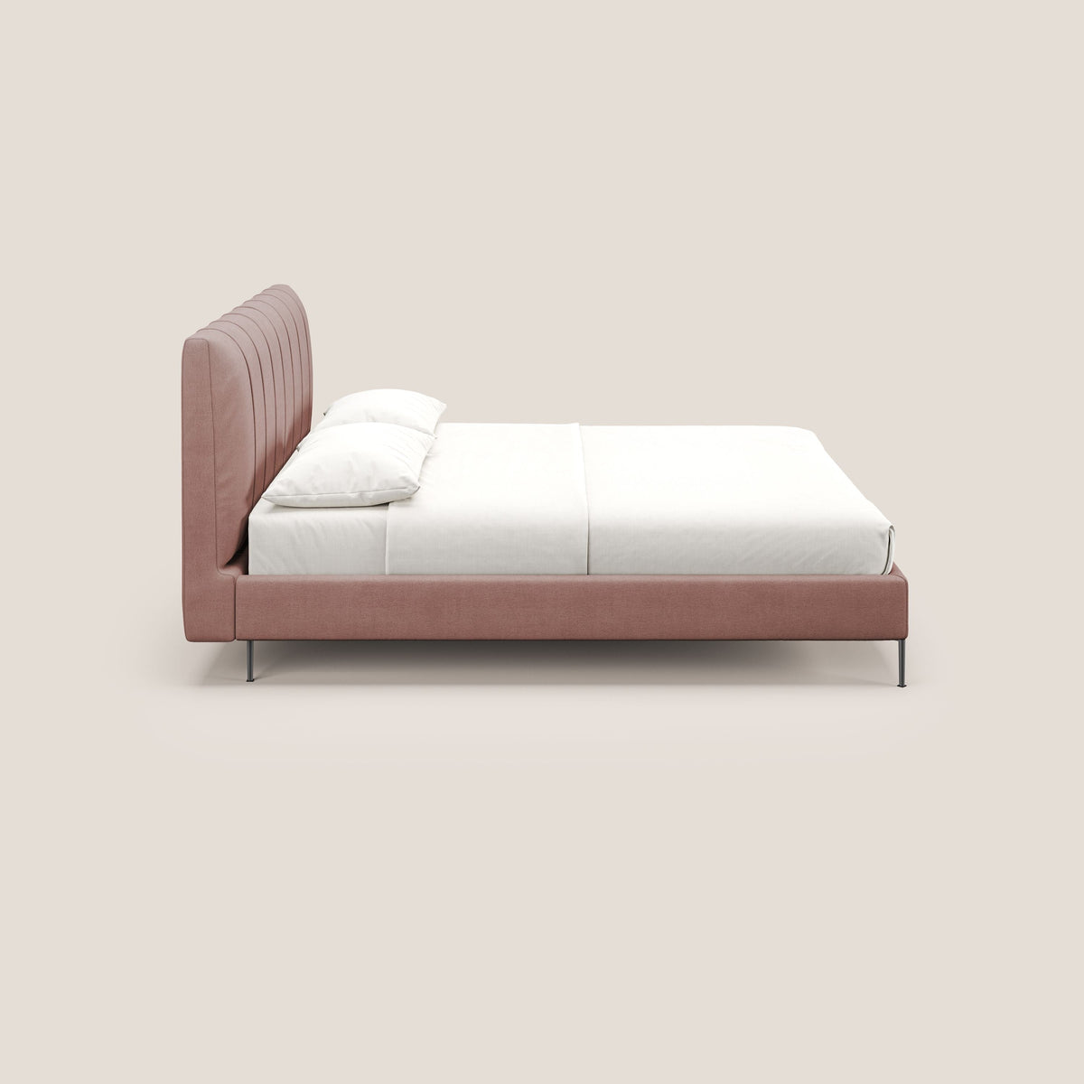 Calliope letto imbottito piedini alti completamente sfoderabile in tessuto smacchiabile T17 rosa - divitt.sbs