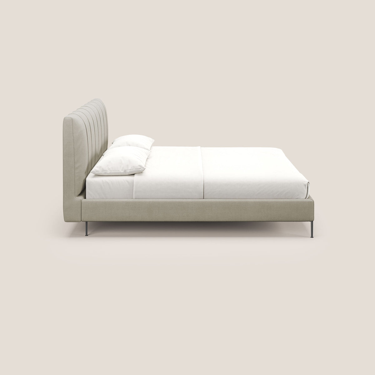 Calliope letto imbottito piedini alti completamente sfoderabile in tessuto smacchiabile T17 panna - divitt.sbs