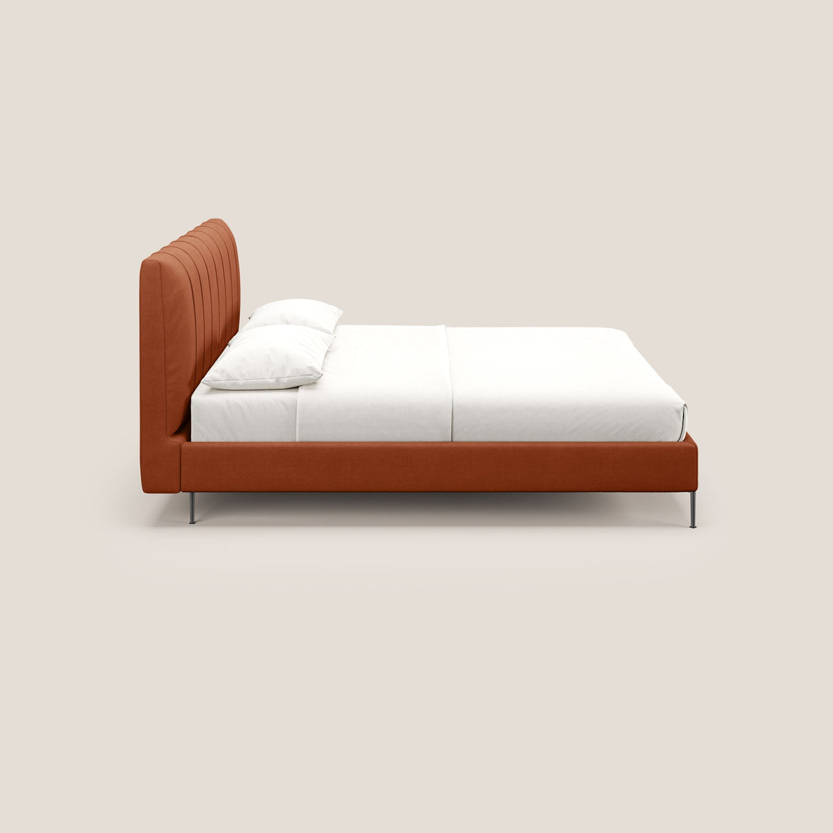 Calliope letto imbottito piedini alti completamente sfoderabile in tessuto smacchiabile T17 arancio - divitt.sbs
