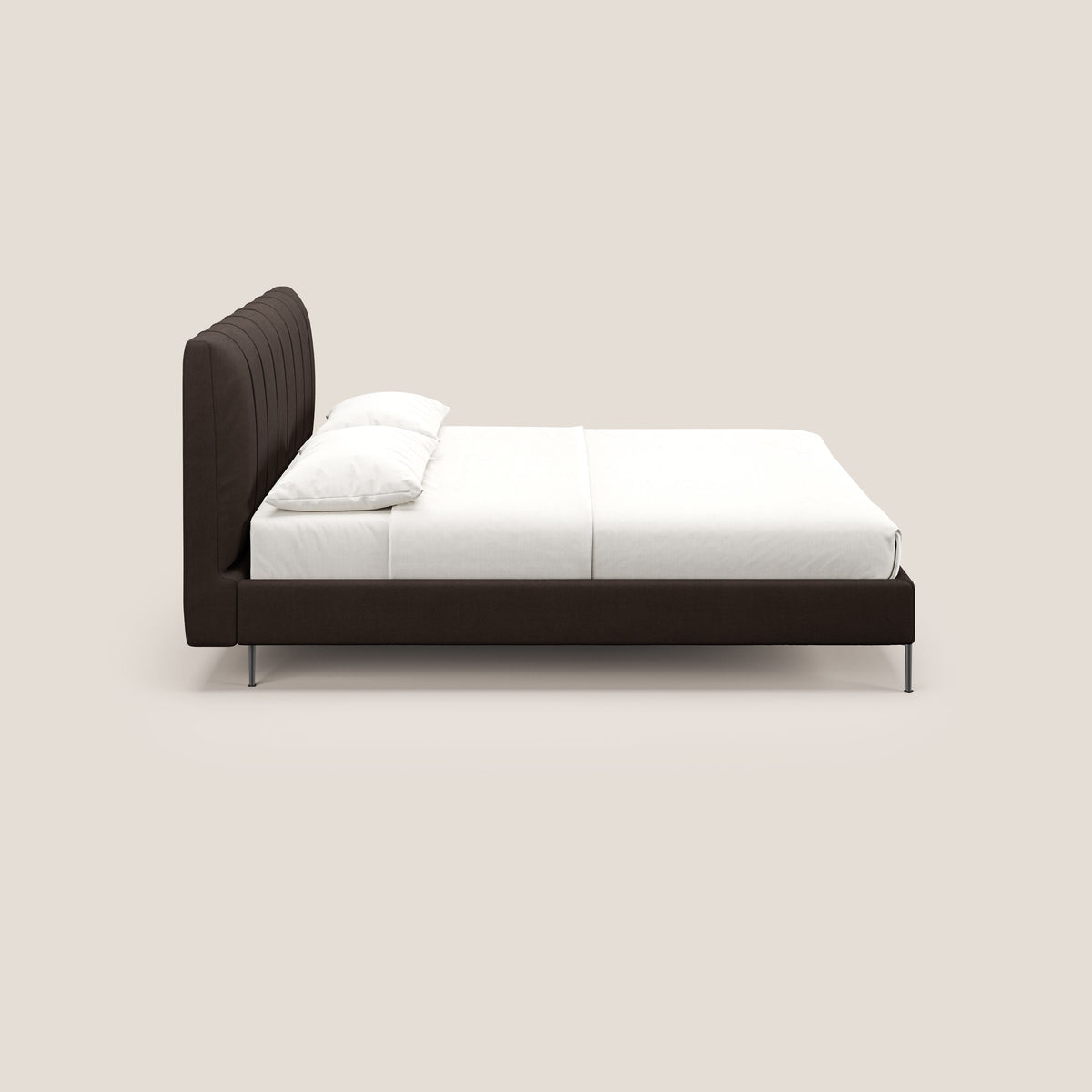 Calliope letto imbottito piedini alti completamente sfoderabile in tessuto smacchiabile T17 marrone - divitt.sbs
