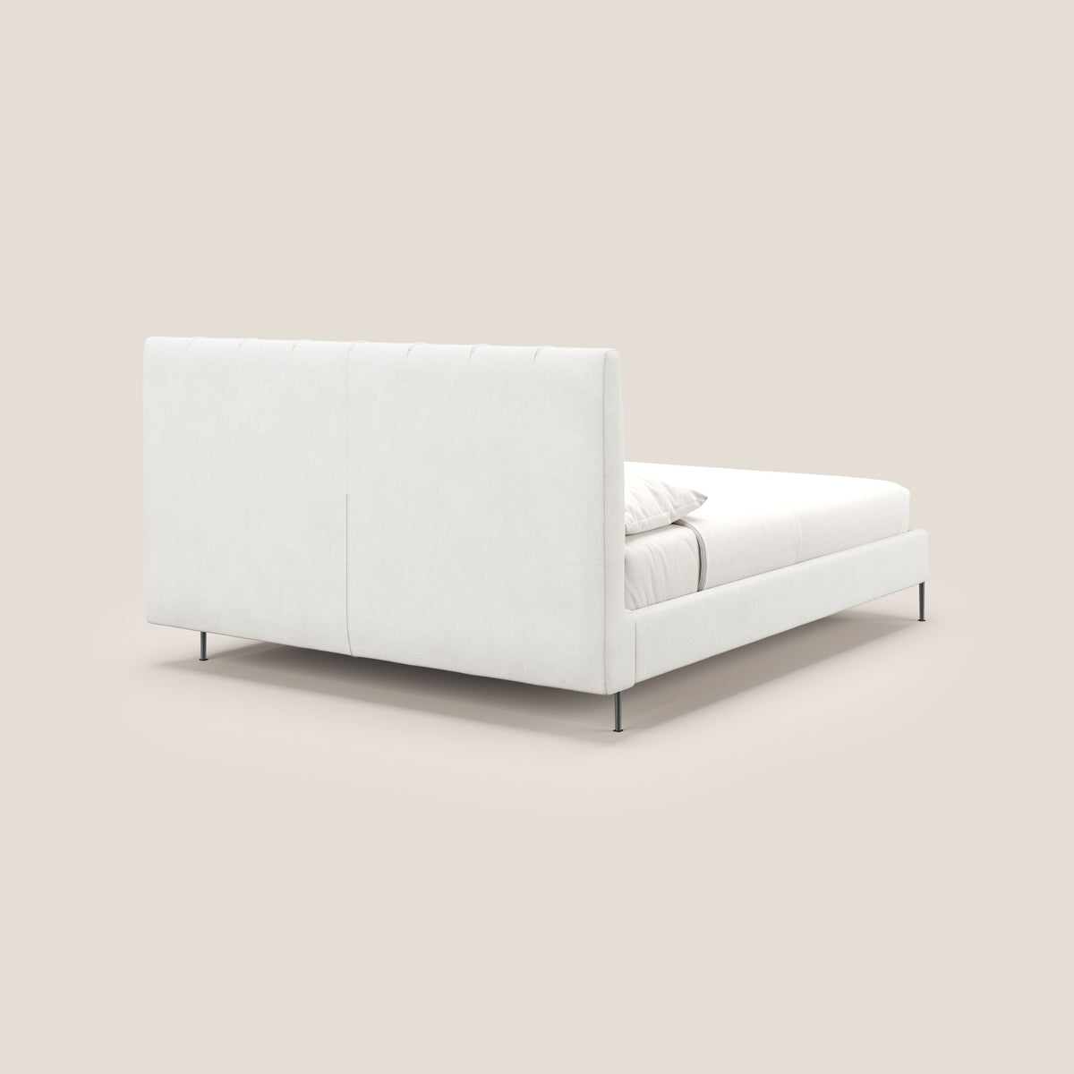 Calliope letto imbottito piedini alti completamente sfoderabile in tessuto smacchiabile T17 bianco - divitt.sbs