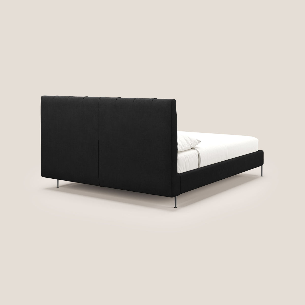 Calliope letto imbottito piedini alti completamente sfoderabile in tessuto smacchiabile T17 nero - divitt.sbs