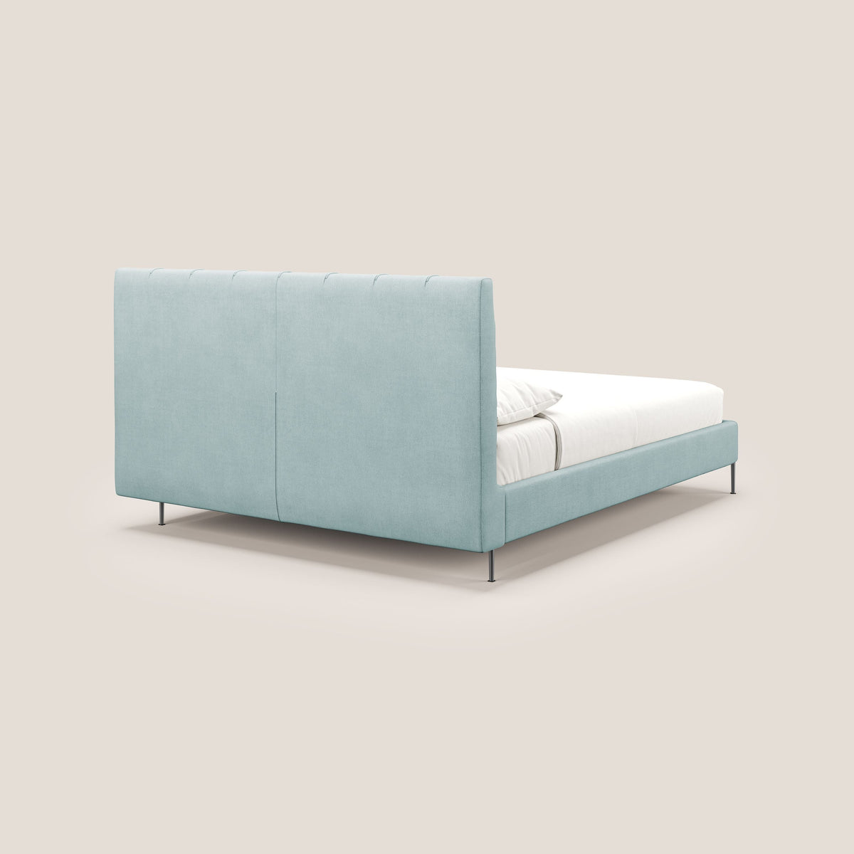 Calliope letto imbottito piedini alti completamente sfoderabile in tessuto smacchiabile T17 verde acqua - divitt.sbs