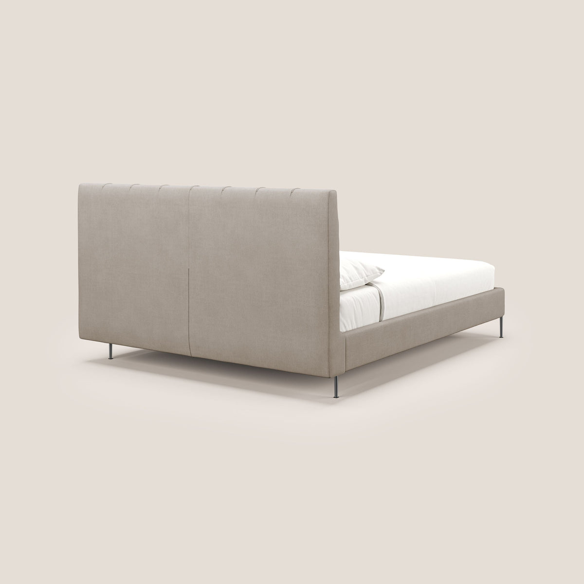 Calliope letto imbottito piedini alti completamente sfoderabile in tessuto smacchiabile T17 beige - divitt.sbs