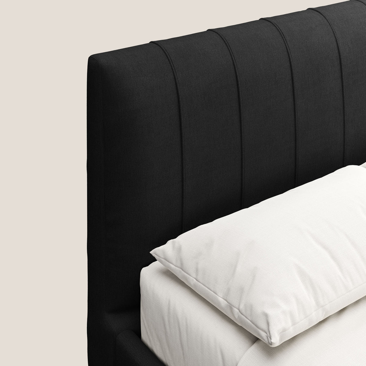 Calliope letto imbottito piedini alti completamente sfoderabile in tessuto smacchiabile T17 nero - divitt.sbs