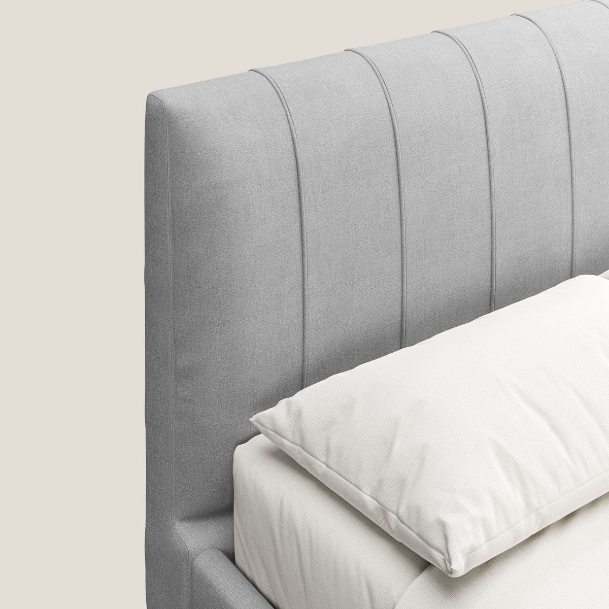 Calliope letto imbottito piedini alti completamente sfoderabile in tessuto smacchiabile T17 grigio - divitt.sbs