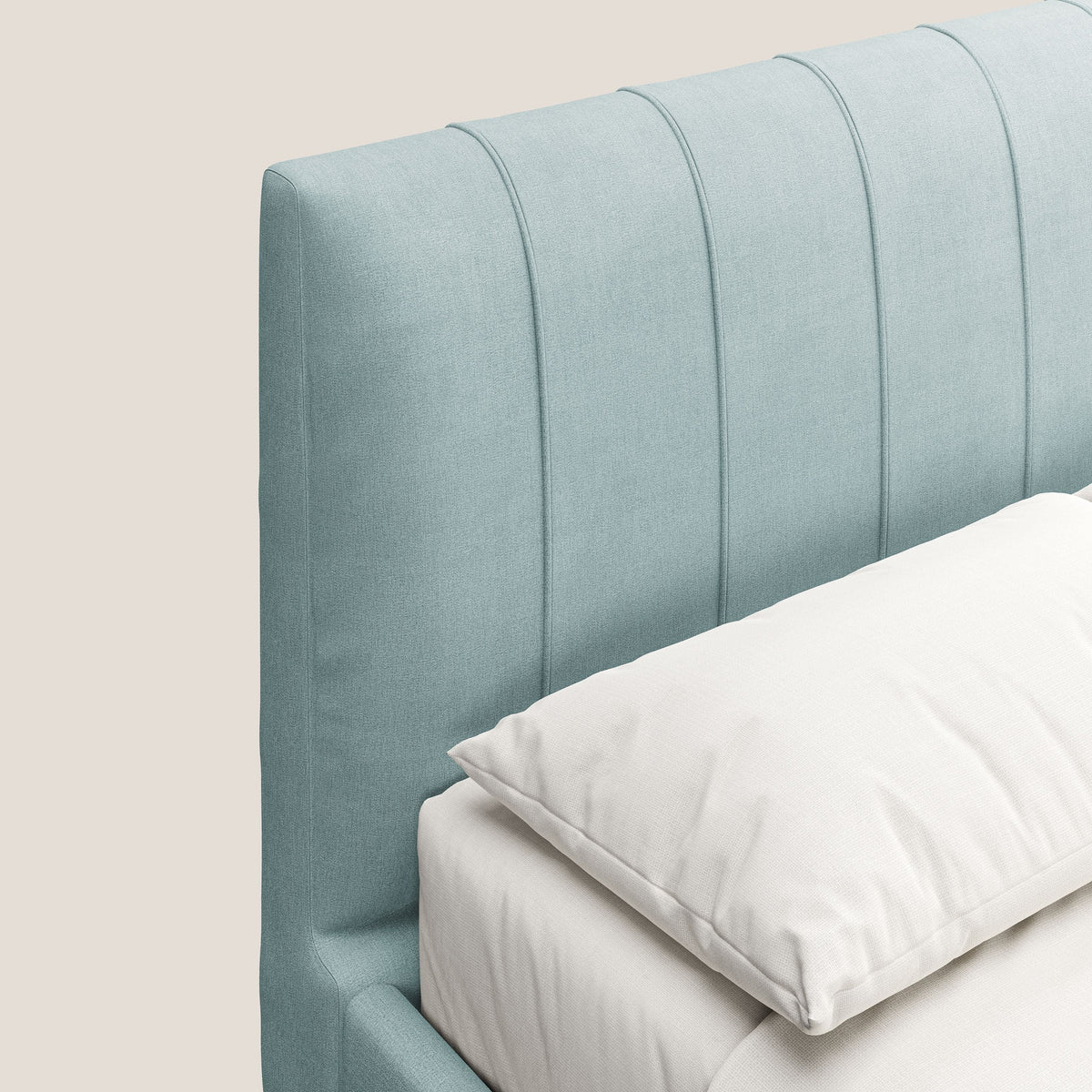 Calliope letto imbottito piedini alti completamente sfoderabile in tessuto smacchiabile T17 verde acqua - divitt.sbs