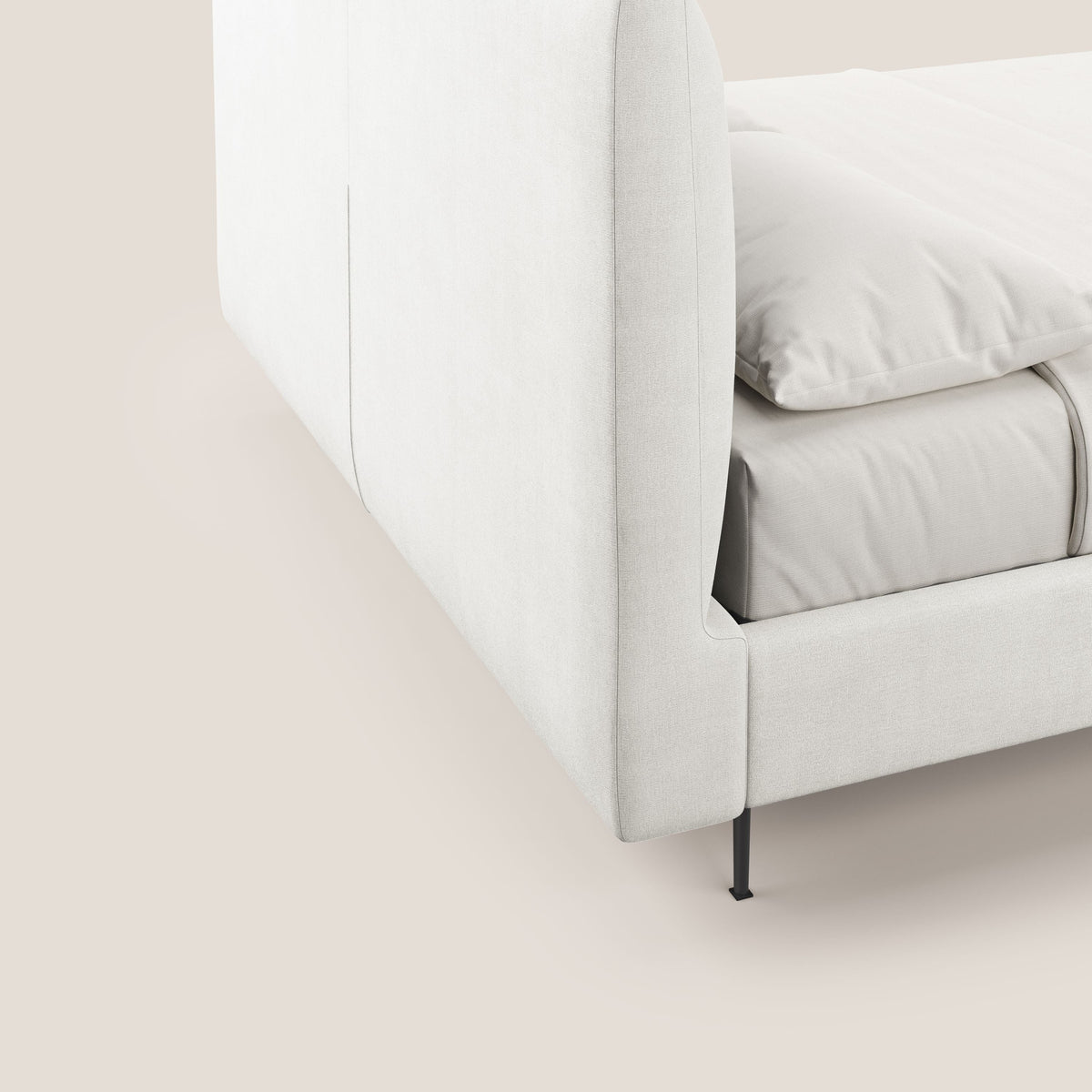 Calliope letto imbottito piedini alti completamente sfoderabile in tessuto smacchiabile T17 bianco - divitt.sbs