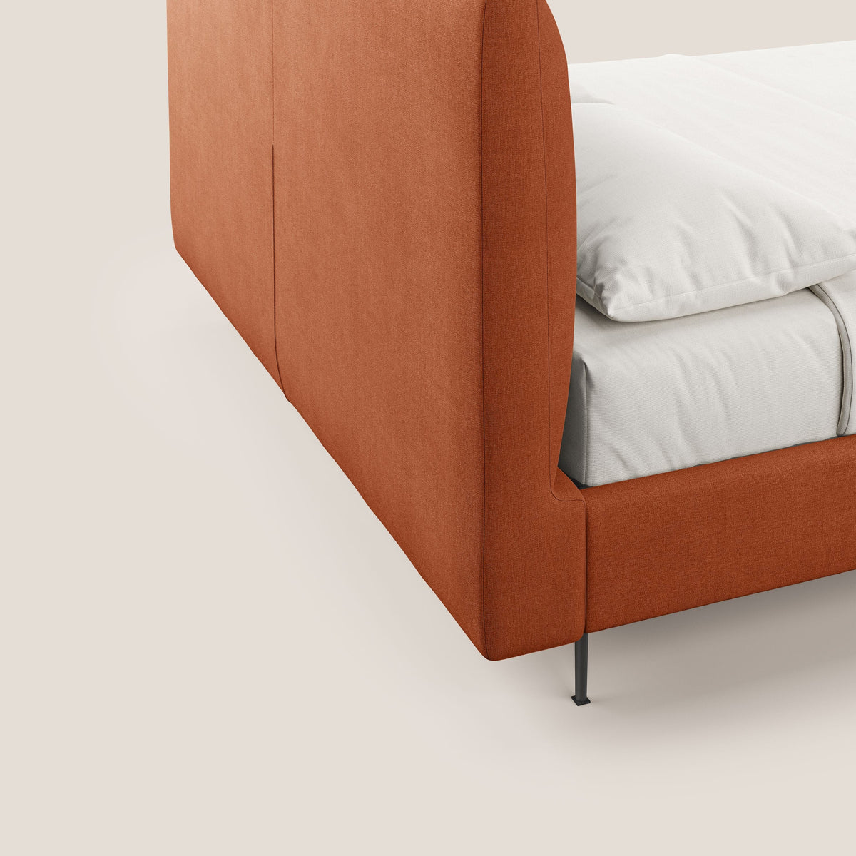 Calliope letto imbottito piedini alti completamente sfoderabile in tessuto smacchiabile T17 arancio - divitt.sbs